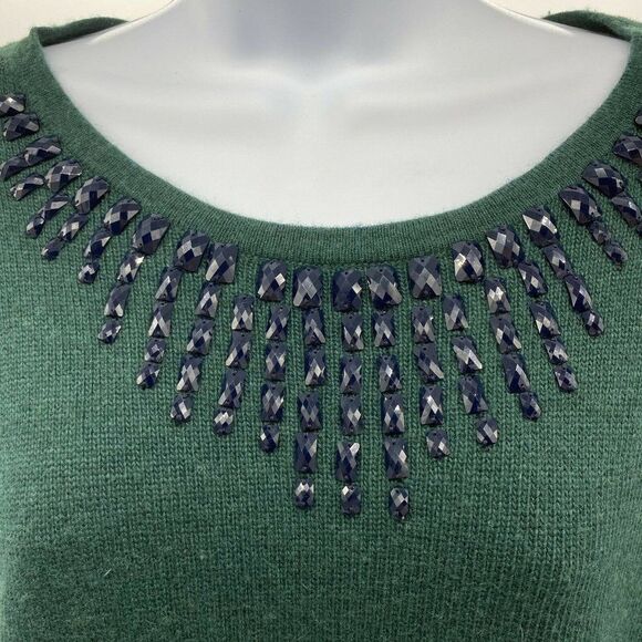 J Crew Merino Wool Green Beaded Sweater Womens size L NWT - Picture 3 of 6